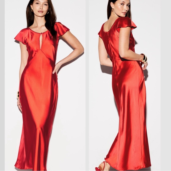 THE OCCASION OLD NAVY ELITE LINE Dresses & Skirts - NWTS🌹THE OCCASION XL🌹ELITE LINE CRIMSON POPPY SATIN FLUTTER SLEEVE FITTED MAXI